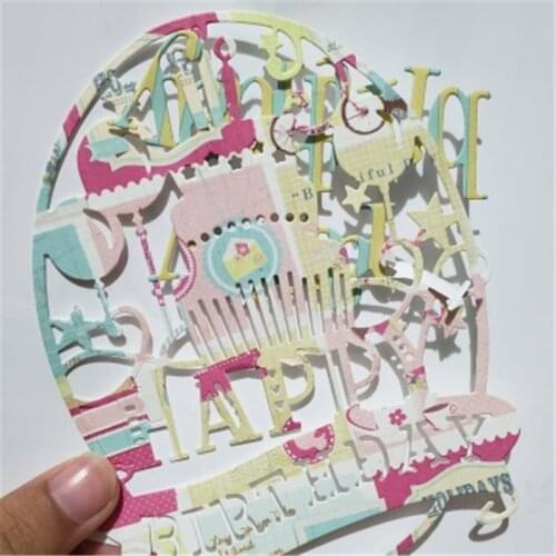 Happy Birthday Background Metal Cutting Dies Stencils For DIY Scrapbook Paper Card Decorative Craft Embossing Die Cuts