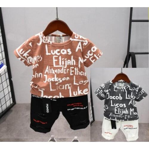 New fashion boy clothing cotton short-sleeved T-shirt + shorts baby clothing 2 pieces of clothing baby clothing suit 2-6YRS