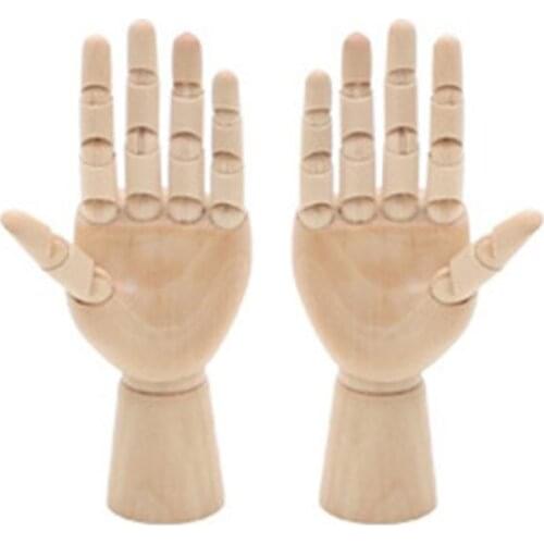 Flexible Wooden Right Left Hand Model Sketching Drawing Jointed Movable Fingers Mannequin Articulated Artist Home Decor N2UC