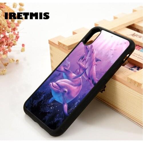 Iretmis 5 5S SE 6 6S Soft TPU Silicone phone case cover for iPhone 7 8 plus X Xs 11 Pro Max XR Dolphins Ocean Animated