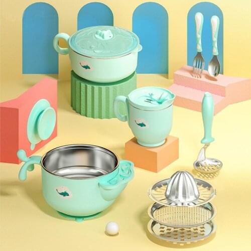 Insulation bowl infants stainless steel bowl spoon grinding side dish bowl baby chuck bowl of cutlery set for dinner