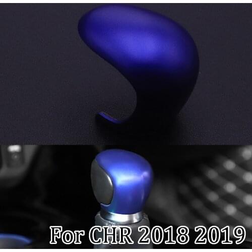 JEAZEA 1Pc Gear Shift Knob Frame Cover Trim Decoration Sticker Styling Fit for Toyota C-HR CHR 2018 2019 ABS Blue Accessories