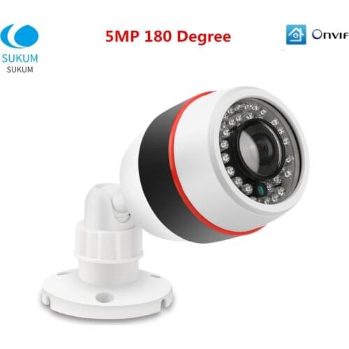 5MP Fisheye IP Camera POE 180 Degree 1.7mm Lens 36Pcs IR Leds Plastic Bullet Video Surveillance Network Camera XMEYE APP