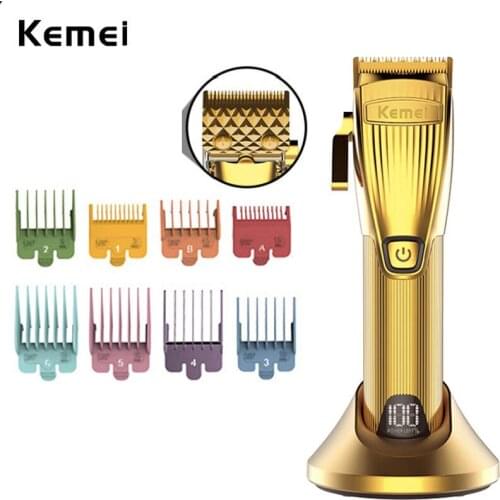 Kemei Professional Hair Clipper Beard Trimmer For Men Barber LED Powerful Cordless Pro T-outliner Baldhead Clippers Hair Cutting