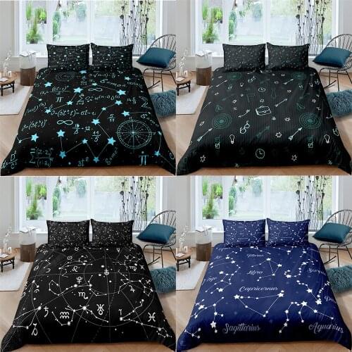2/3pcs 3D Digital Print Night Constellation Bedding Set Duvet Cover Sets Pillowcases Twin Double Full Queen King Size Luxury