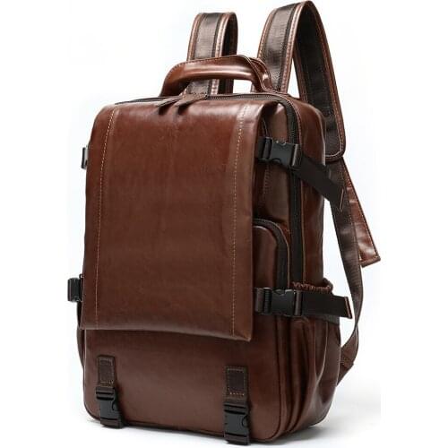 2021 new leather backpack unisex 15 inch large capacity computer backpack retro outdoor mountaineering travel bag new