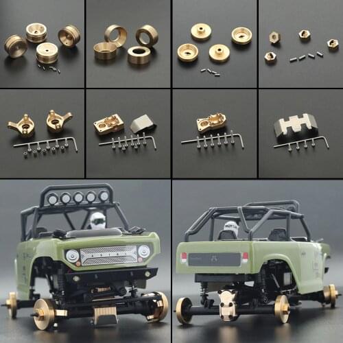 Brass Heavy Counterweight Wheels Hex Differential Cover Steering Knuckles for 1/24 RC Crawler Axial SCX24 90081 Lowering Gravity