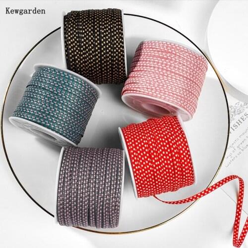Kewgarden 3mm Dot Stripe Polyester Ribbons Handmade Tape DIY Hair Bow Accessories Wholesale 50 Yards
