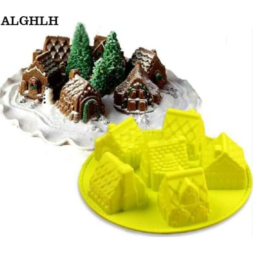 Mini House Bundt Cake Soap Christmas Gift Mold Chocolate Pastry Jelly Silione Mould Pan Gingerbread House Baking Mold Tray