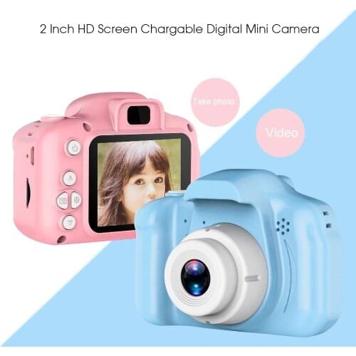 Mini Camera Kids Cartoon Cute Camera 2 Inch HD Screen Chargable Digital Toys Outdoor Photography Props for Child Birthday Gift