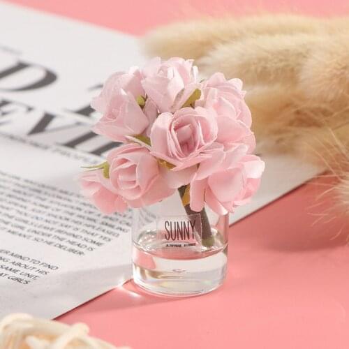 1:12 DollHouse Miniature Flower Fairy Garden Ornament Mini Potted Plant Flower Pot DollHouse Decor Bonsai Model Kids Glass Cloth