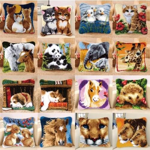 Cartoon Panda Unicorn Latch Hook Rug Kits Foamiran For Needlework Knitting Carpet Embroidery Pillow Set Cross Stitch Kits Smyrna