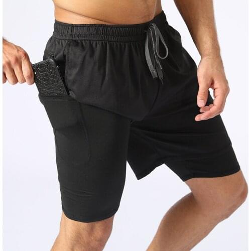2021 Mens Summer Running Shorts 2 in 1 Sports Jogging Fitness Shorts Training Quick Dry Gym Male Shorts Sport gym Short Pants