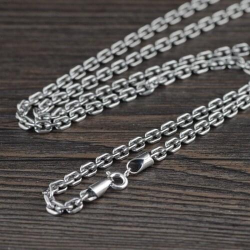 925 Sterling Silver Necklace Men Vintage Punk Jewelry Rock Gothic Link Chain Thick Silver Rope Necklaces Hiphop Jewellery