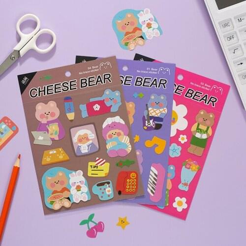 Kawaii Cheese Bear Family Stickers Decoration Scrapbooking Albums Diary DIY Journal Stick Label Cute Stationery School Supplies