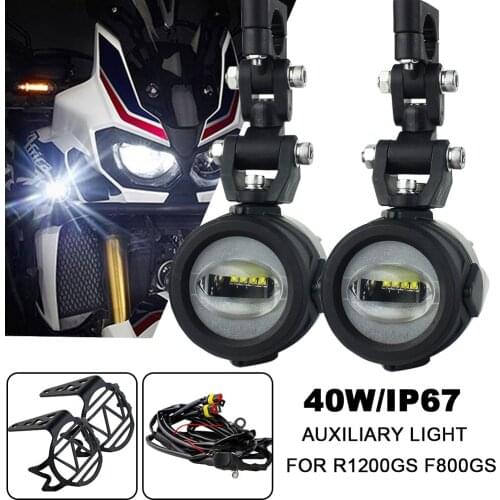 Newest Motorcycle LED Fog Light with Protect Guards With Wiring Harness for R1200GS/ADV Motorcycle LED fog lamp