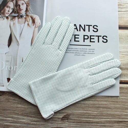 New Womens Fashionable Sheepskin Gloves Color Mesh Breathable Fashion Short Genuine Leather Gloves
