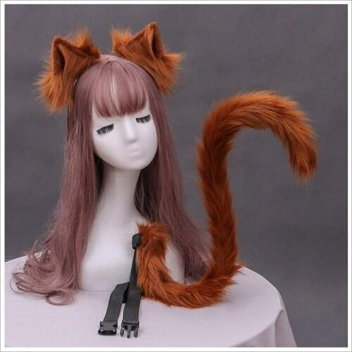 Girl Women Furry Lolita Anime Fox Ear Wolves Beast Cat Tails Hair Hoop Hairbands Cosplay Costume Headwear Costume Props