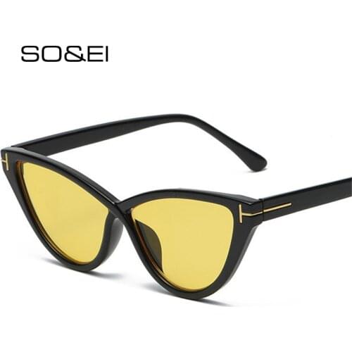 SO&EI Fashion Small Cat Eye Sunglasses Women Brand Designer Vintage Leopard Beige Eyewear Shades UV400 Men Trending Sun Glasses