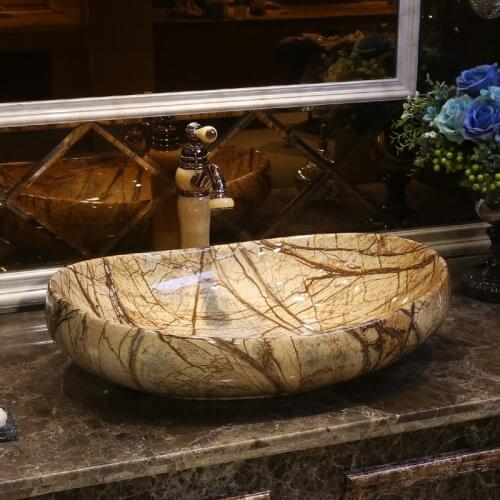 Oval China Ceramic Painting Art Lavabo Bathroom Vessel Sinks oval counter top wash basin painted bathroom sinks