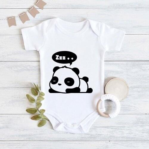 Panda Sleeping Cute Printed Newborn Baby Pajamas Cozy Casual Soft Girl Baby Bodysuits Summer Home Newborn Baby Boy Clothes