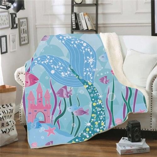 Sherpa Throw Blanket Cartoon Bedspread for Kids Floral Girls Plush Blanket Glitter Stars Bedding