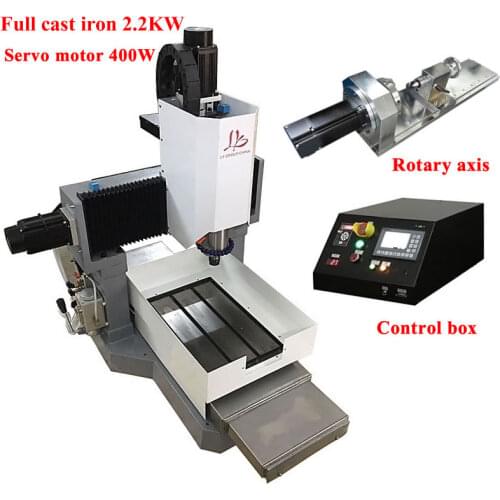 Full cast iron cnc 3040 router metal engraving milling machine 2200w 4axis servo motor Z axis height 250mm off-line control