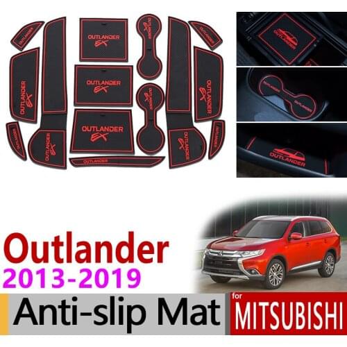 Anti-Slip Rubber Gate Slot Cup Mat for Mitsubishi Outlander 2013 2014 2015 2016 2017 2018 2019 3rd Gen Accessories Car Stickers