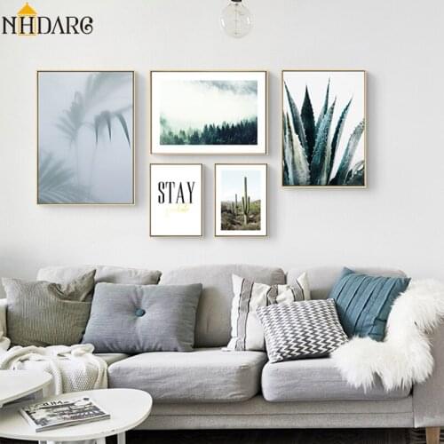 Plant Green Leaves Cactus Wall Art Posters and Prints Canvas Painting Wall Picture for Living Room Modern Nordic Home Decoration
