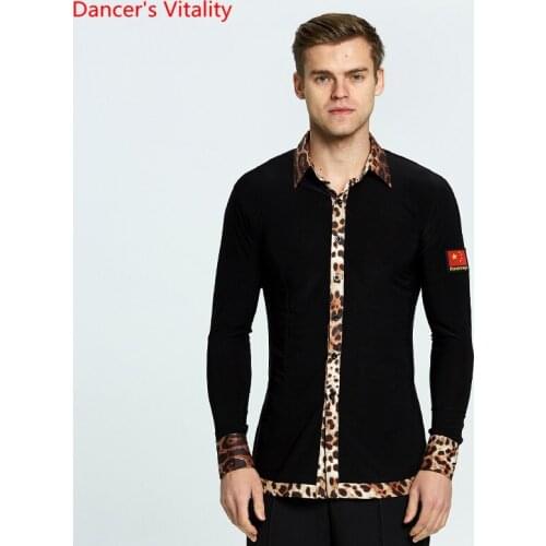 8 Styles Flower Collar Long Sleeves Shirt Mens Ballroom Dance Tops Adult Men Waltz Cha Cha Latin Dance Stage performance Shirt