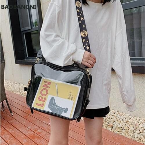 Black Ita Bag Cute Backpack Girls Clear Front Pocket Transparent Rucksack Sweet Ita Shoulder Bag Women Jelly Itabag Bagpack