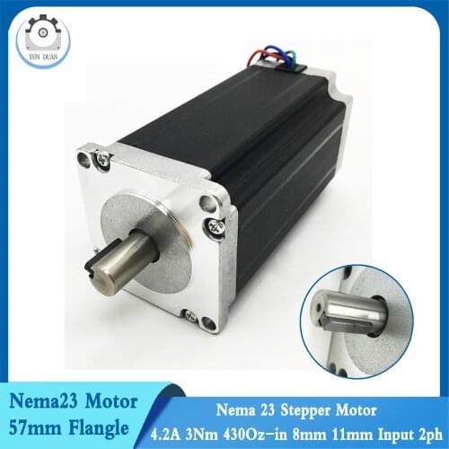 Stepper Motor Nema23 57mm 4.2A 3Nm 430Oz-in 8mm 11mm Shaft 2ph 4-lead Cable for Mill Laser Printer 3D CNC Router Lathe Nema 23