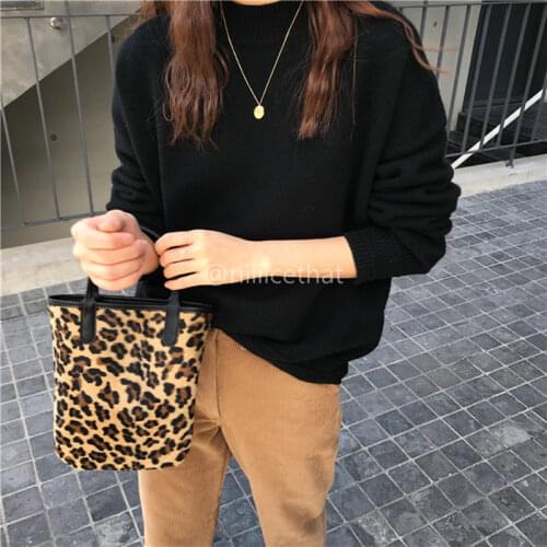 Vintage Leopard Women Mini Bucket Bag PU Leather Ladies Small Clutch Purse Handbags Fashion Design Female Tote Shoulder Bags