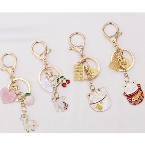 Japan Traditional Amulet Talisman Churinga Periapt Maneki Neko Lucky Cat Fat Horse Pony Keychain Women Car Bag Pendent D301