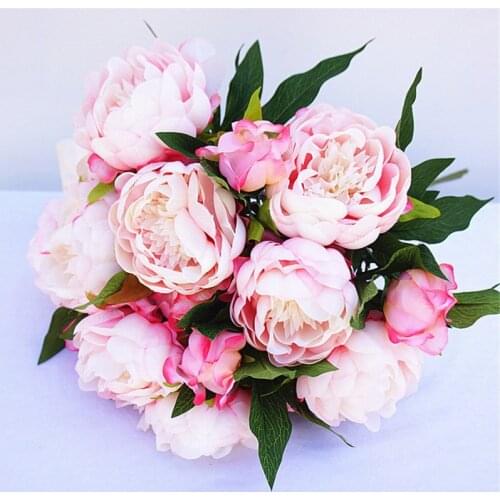 YO CHO Big Peony Flower Artificial Silk Fake Flower Wedding Home Party Decorative 3 Heads Peony Flowers Wedding Planner Supplies