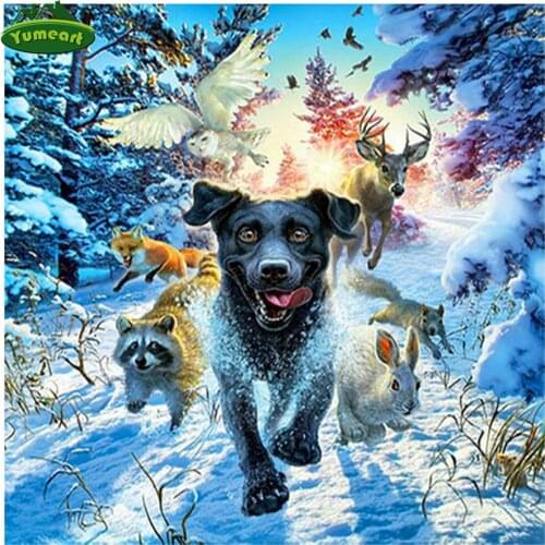 Yorkshire Resine Full Square Drill 5D DIY Diamond Embroidery Snow Dog Diamond Painting Cross Stitch Rhinestone Mosaic Animal Art
