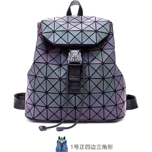 New fashion women laser luminous geometric shoulder lattice shoulder bag folding Ipad bags school backpack