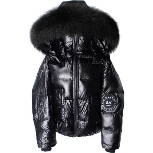 Womens coat 2021 winter Real fox fur collar waterproof duck down padded down jacket fashion warm big fur collar