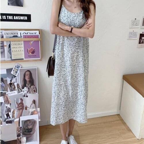 Womens Dress Sleeveless V-neck Sling Long Dresses Summer Casual Loose Floral Maxi Dress Plus Size Women Clothing