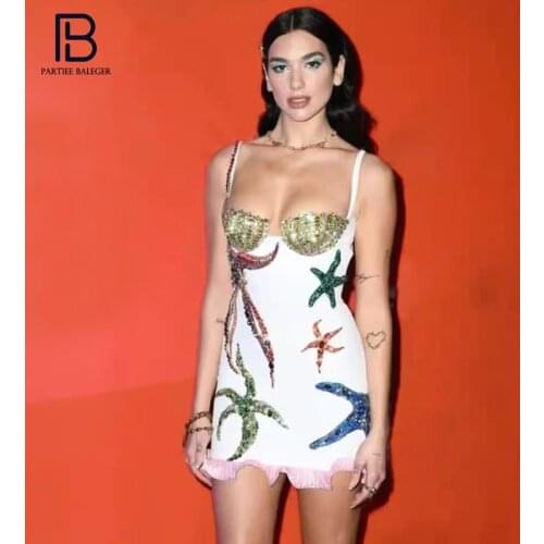 PB Chic Crystal Design Slip Dress Ruffles Embellished Sexy Sleeveless Square Collar Celebrity Party Club Vestido Free Shipping