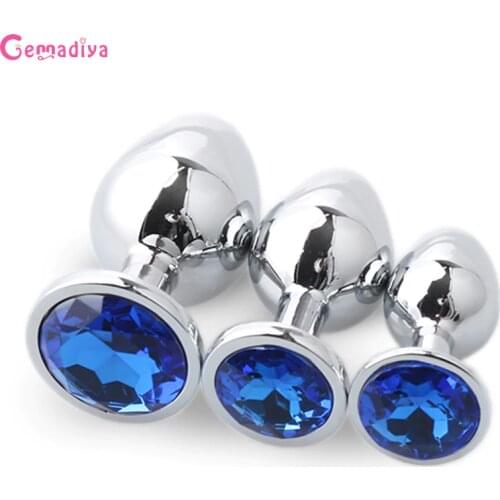 1pcs/Set Stainless Steel Metal Anal safe plug medical Anal Beads Anus tube Crystal Waterproof Adult Products Plug for women
