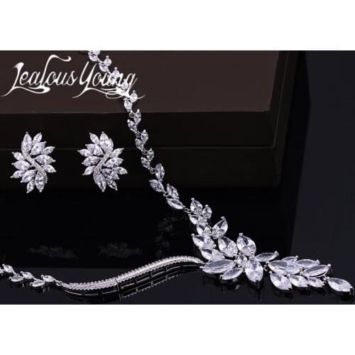 2017 New Wedding Costume Accessories Cubic Zircon Crystal Bridal Earrings And Necklace Jewelry Sets For Brides AS106