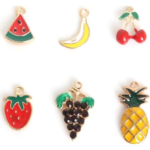2020 Drop Oil Enamel Alloy Cute Mix Fruit Shaps Charm Pendant For DIY Earring Bracelet Necklace Jewelry Findings Craft Making