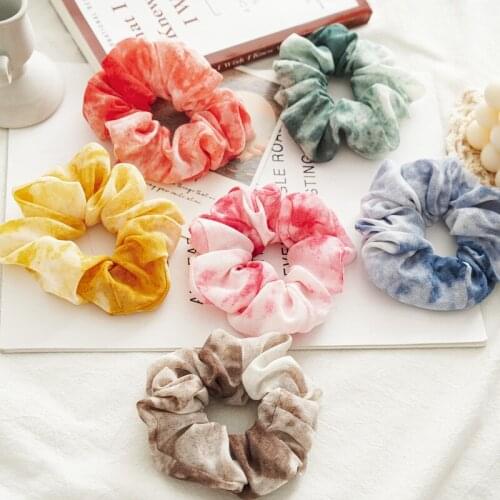 2021 Tie-dye Chiffon Scrunchies For Women Hair Accessories Fashion Soft Elastic Rubber Hair Band Girl Ponytail Holder Hair Ties