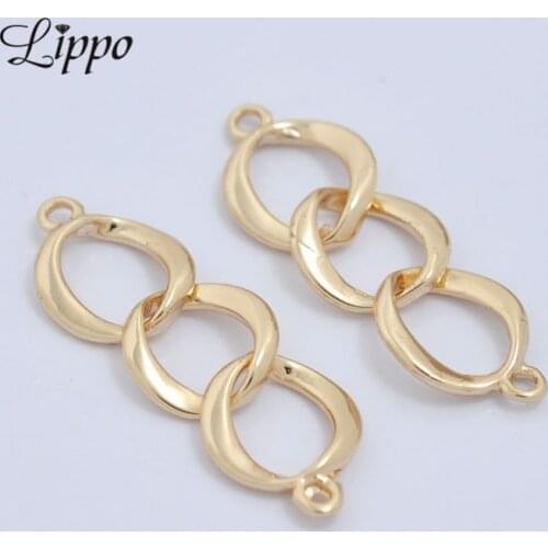 30pcs 8 Shape 24k Gold Copper Chain Connector Short Curb Link Chains Earring findings and bag accessories