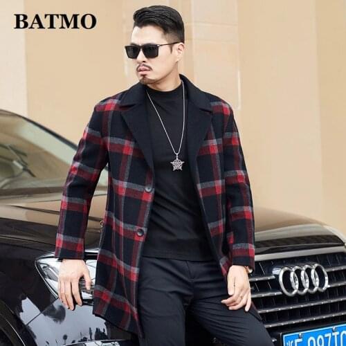 BATMO 2020 new arrival autumn&winter wool jackets men,mens smart causal plaid wool jackets 19B018