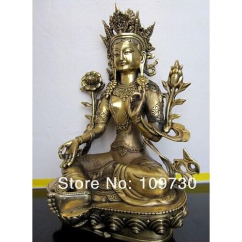 Free shipping Tibetan bronze green tara buddha statue 28cm