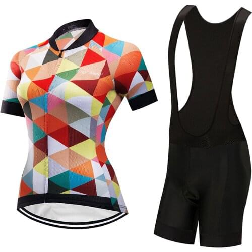Free Shipping Women Cycling Jersey Set BIB Gel Shorts 2021 Summer Road Bike Clothing MTB Dress Female Suit Bicycle Clothes Wear