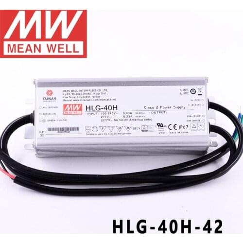 Mean Well HLG-40H-42 for Street/high-bay/greenhouse/parking meanwell 40W Constant Voltage Constant Current LED Driver