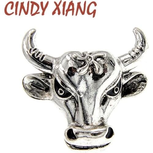 CINDY XIANG Bull Head Brooch Women And Men Pin Unisex Desgin Zodiac Jewelry 2021 Year Accessories Cattle Cow Badages